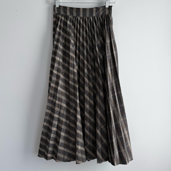 The Row Plaid Wool A-Line Midi Skirt S High Waist Pleated Quiet Luxury Academia - Picture 8 of 16